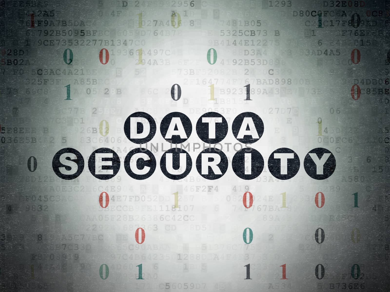 Protection concept: Painted black text Data Security on Digital Data Paper background with Binary Code
