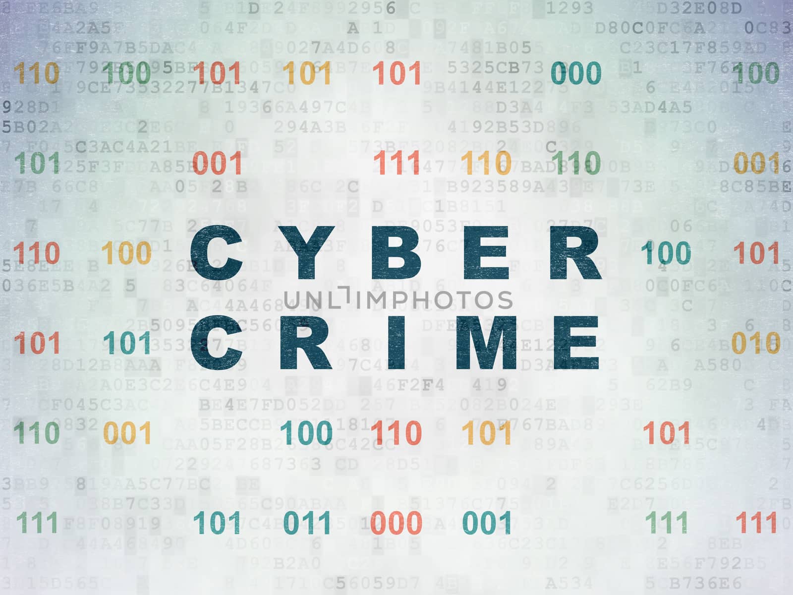 Privacy concept: Painted blue text Cyber Crime on Digital Data Paper background with Binary Code