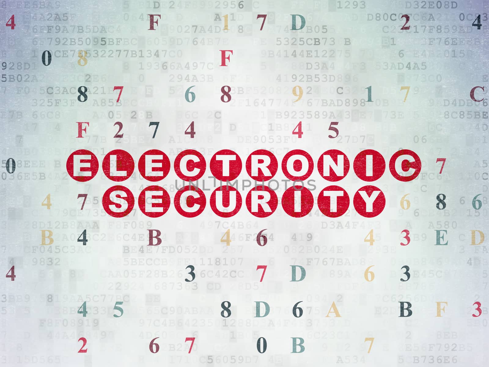 Protection concept: Painted red text Electronic Security on Digital Data Paper background with Hexadecimal Code