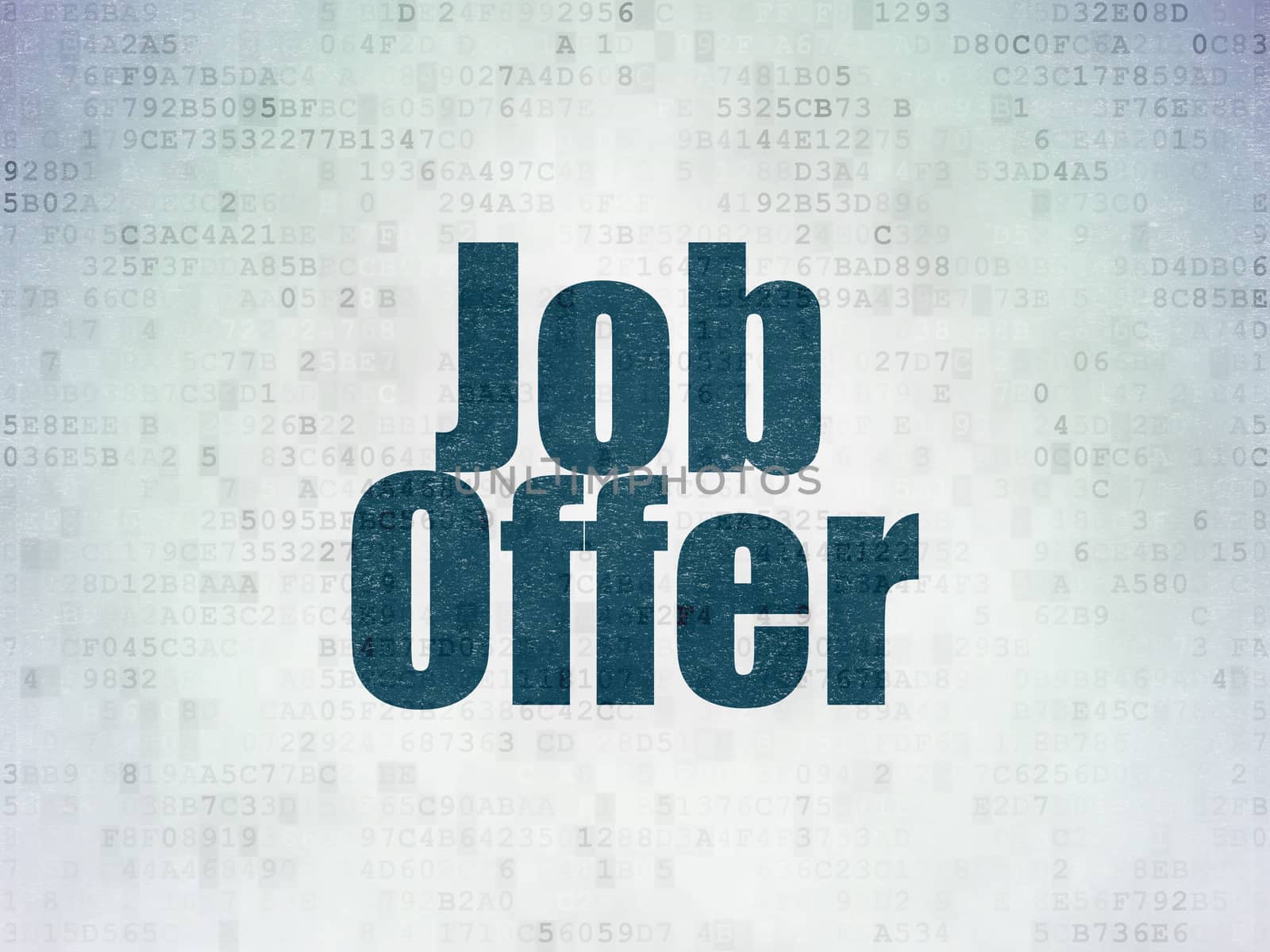Business concept: Painted blue word Job Offer on Digital Data Paper background
