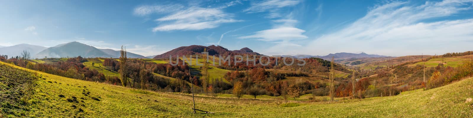 panorama of mountainous rural area in autumn by Pellinni