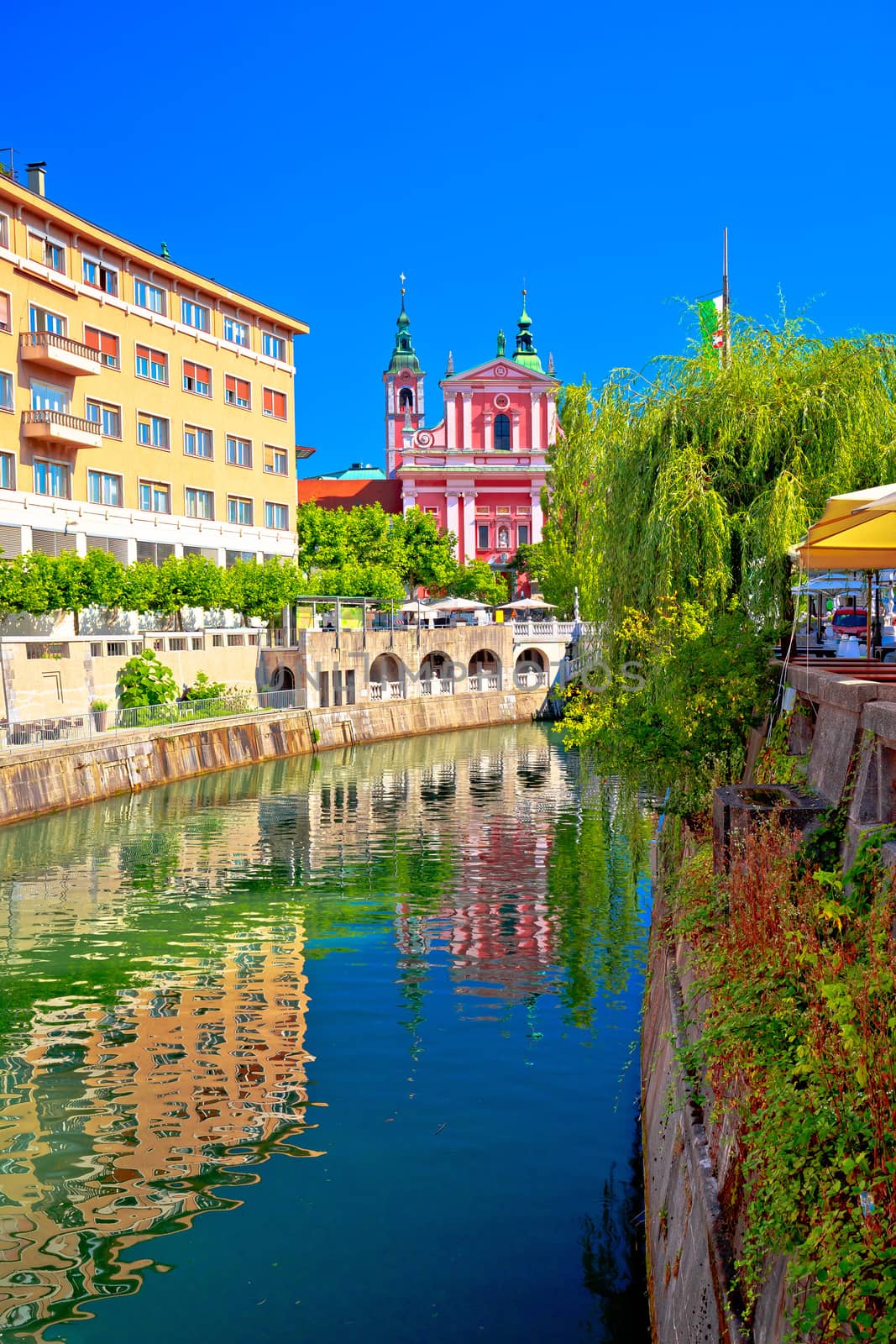 City of Ljubljana historic riverfont view by xbrchx