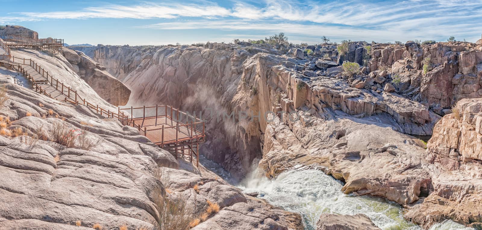 Top of the Main Augrabies waterfall in the Orange River by dpreezg