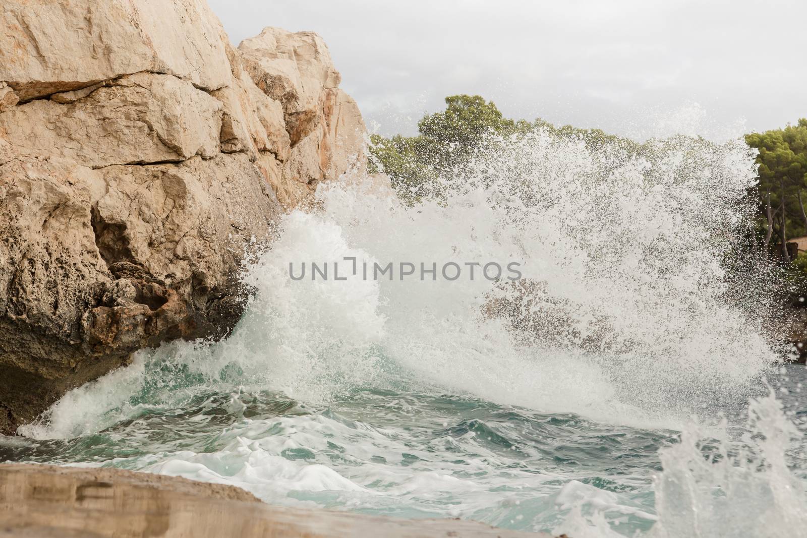 Wave on the coast of Mallorca
