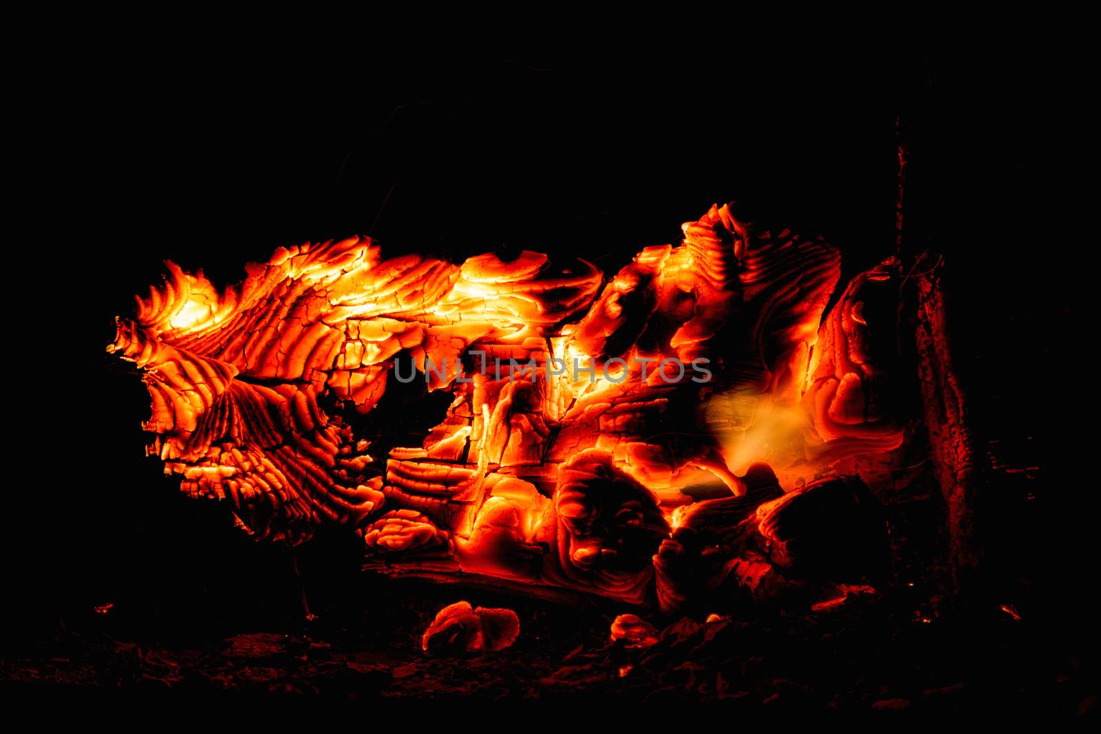 View of the fireplace with burning wood by sandra_fotodesign