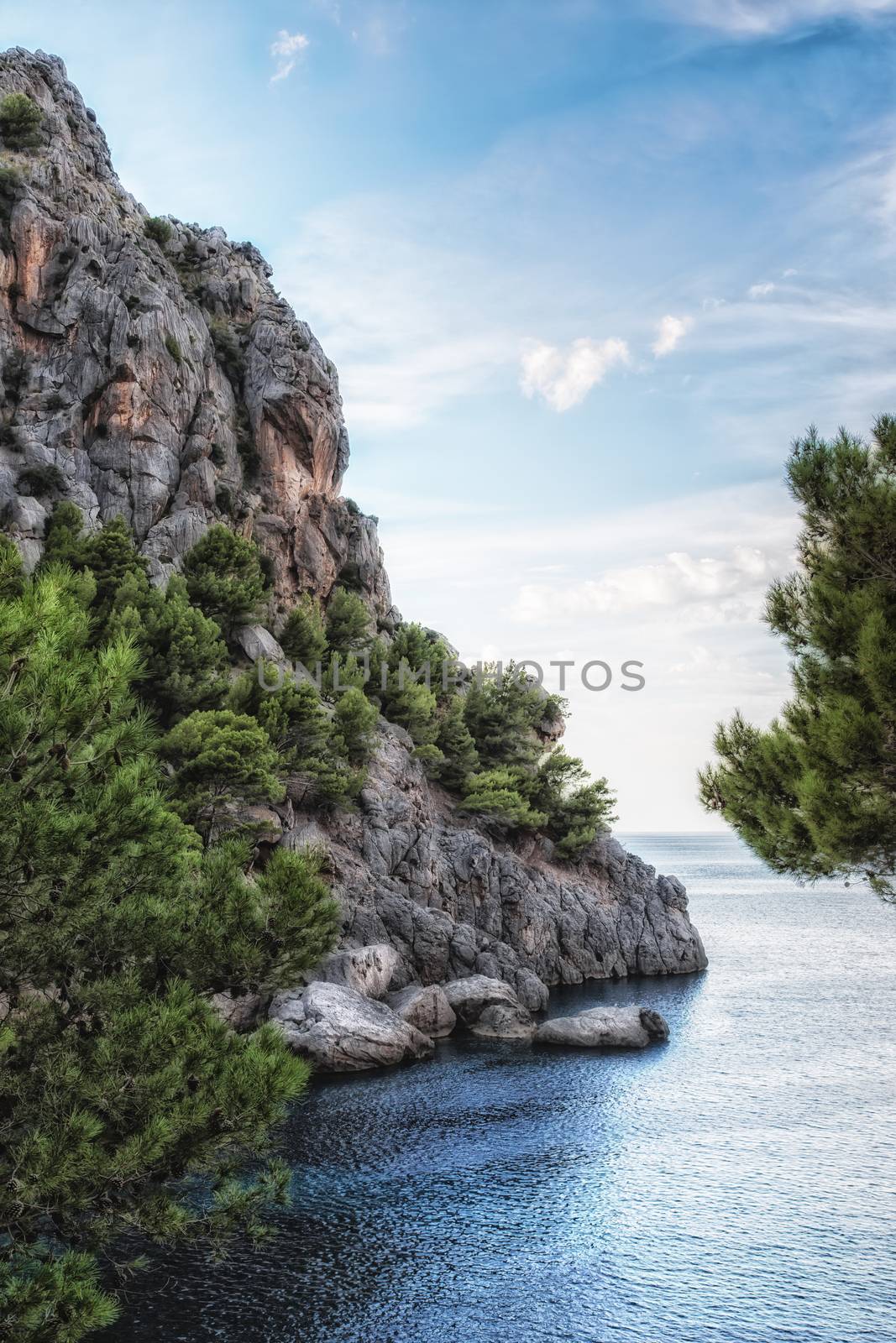View to the sea at the coat torrent de Pareis, Mallorca