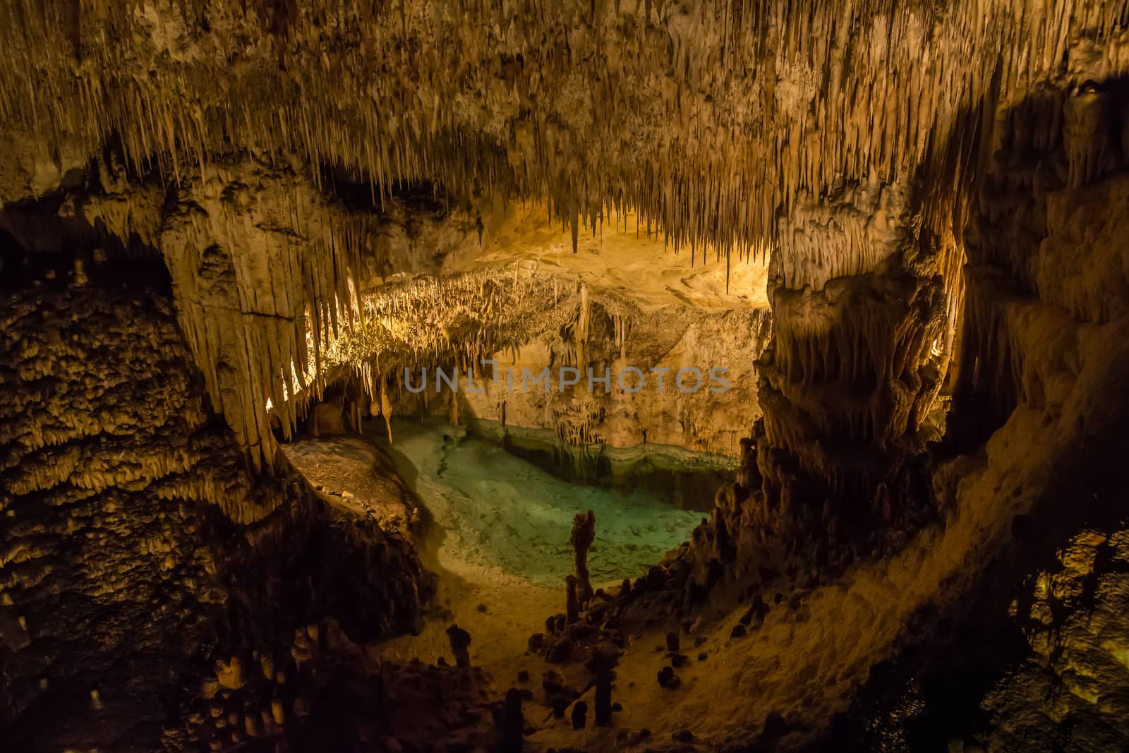 A view into guevas drach, Mallorca, wonderful stalactite cave by sandra_fotodesign