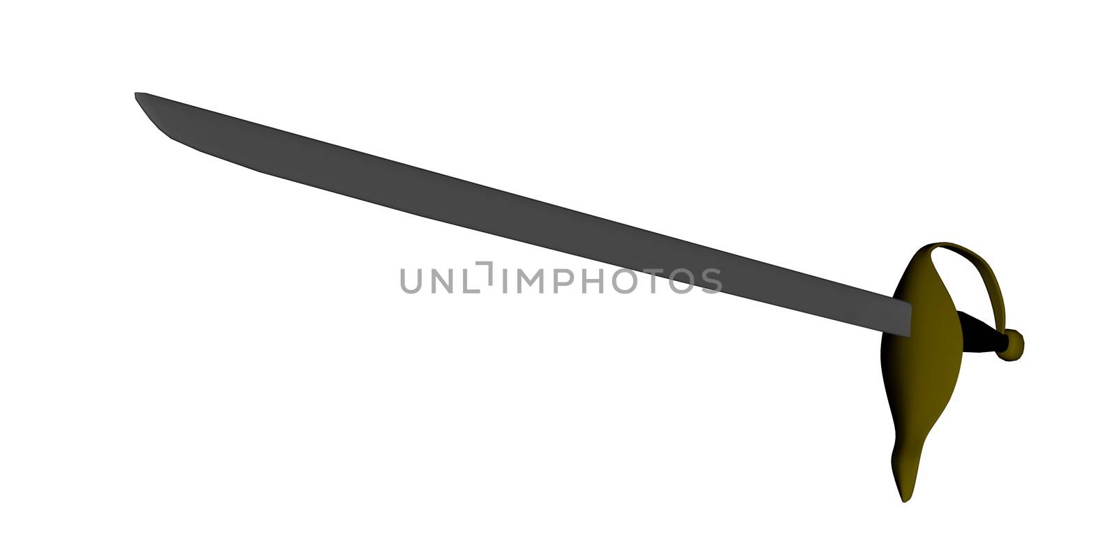 Sword isolated in white background - 3D render