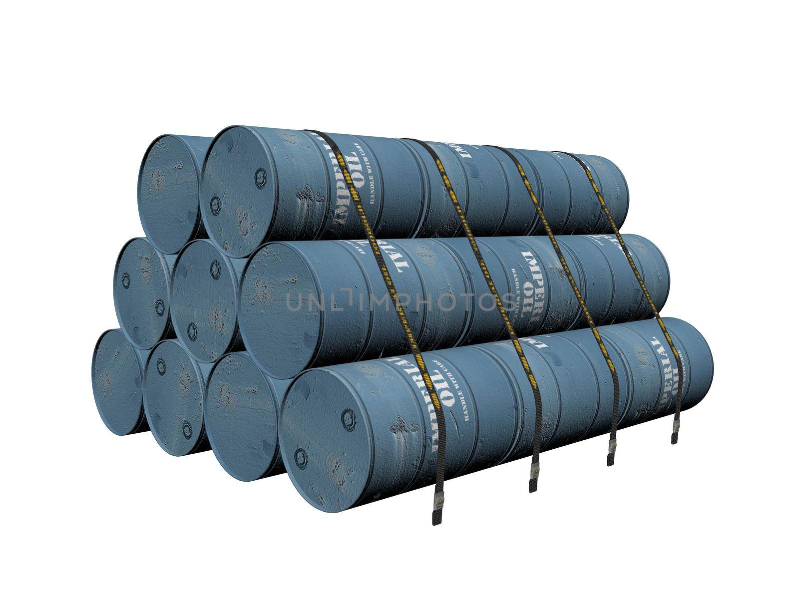 oil barrels on it isolated in white background - 3D rendering