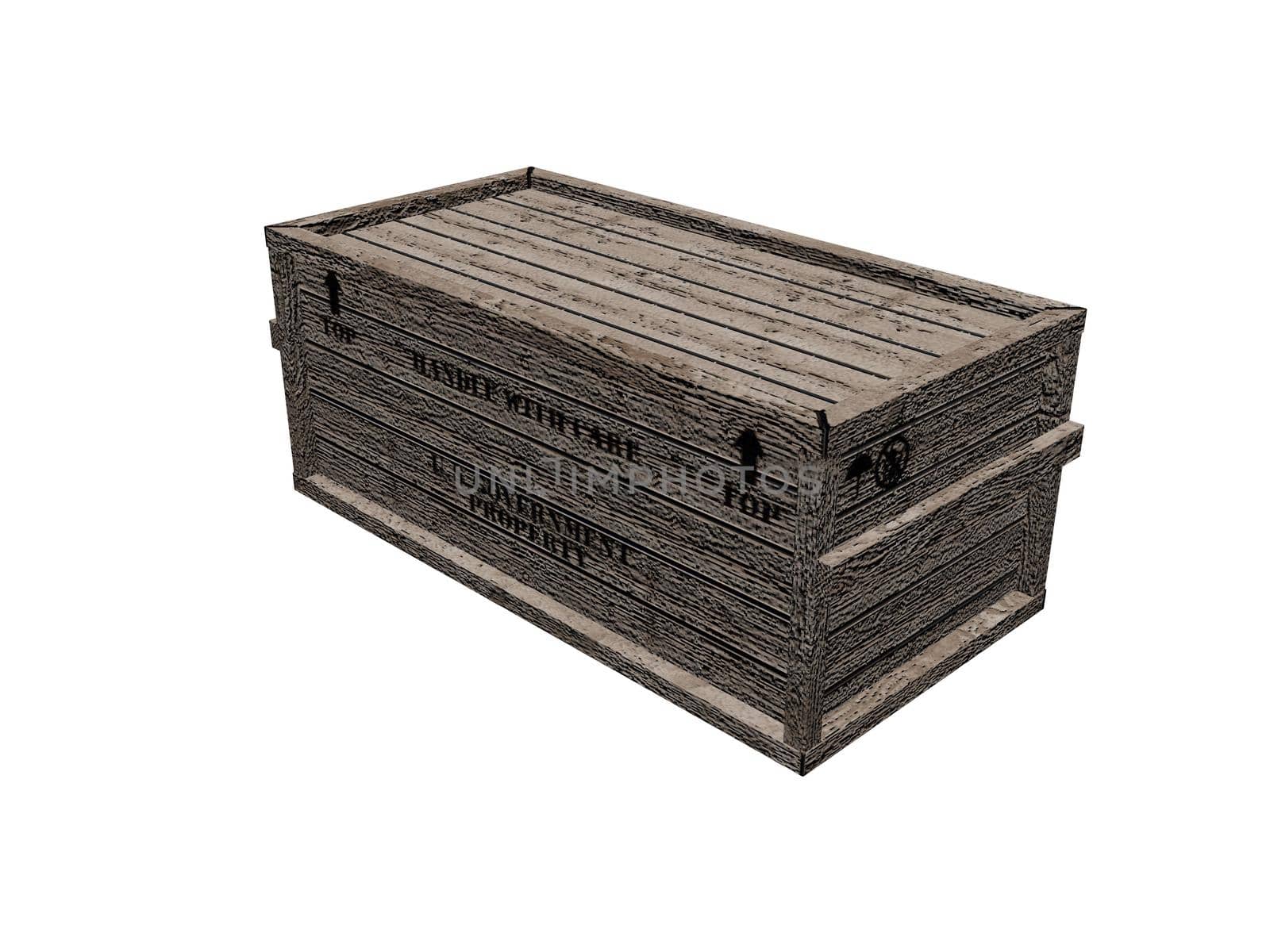 Wooden boxes isolated on white background - 3d rendering