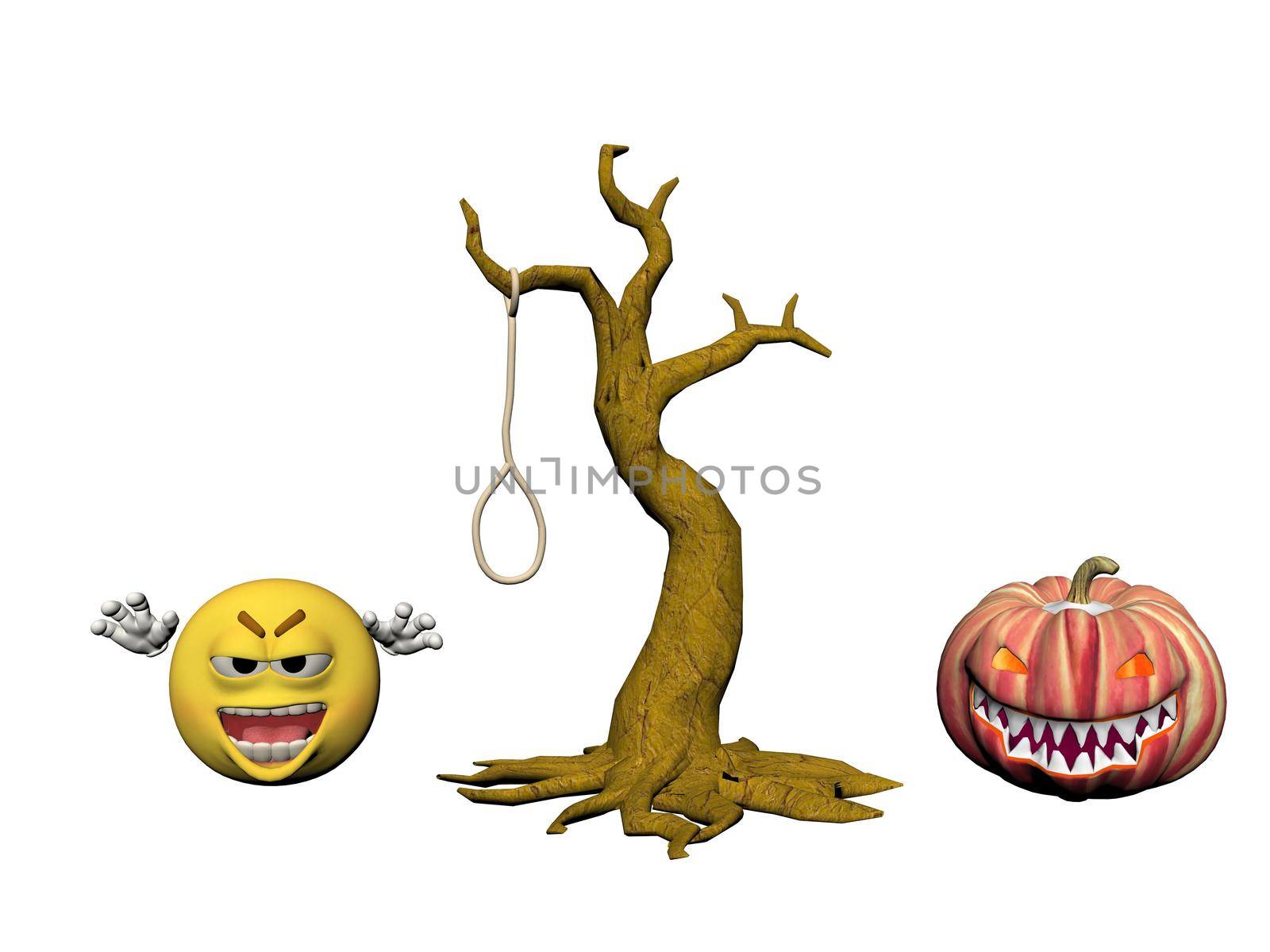 Happy Halloween Smiling Emoticon on it isolated in white background - 3d rendering