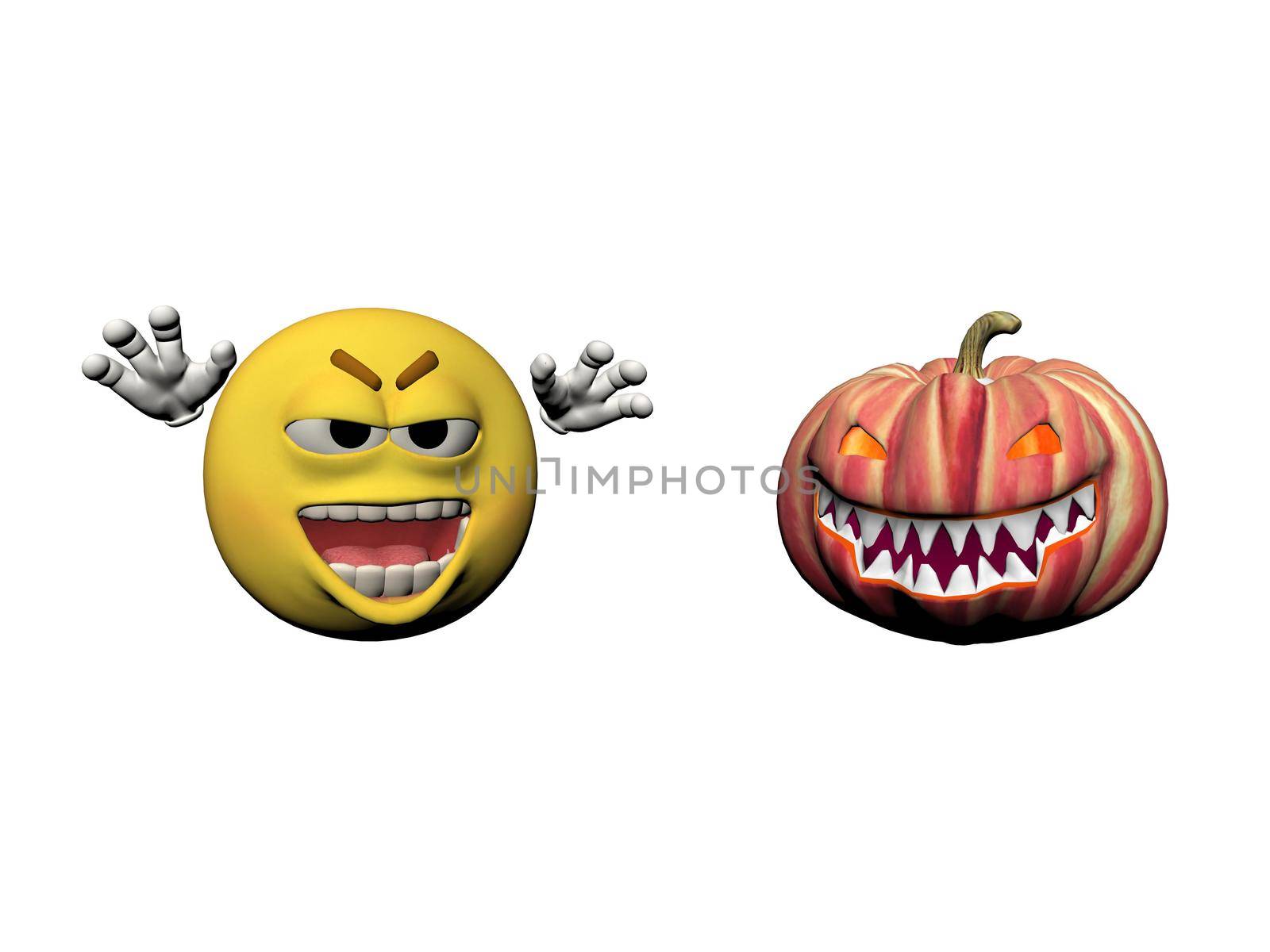 Happy Halloween Smiling Emoticon on it isolated in white background - 3d rendering