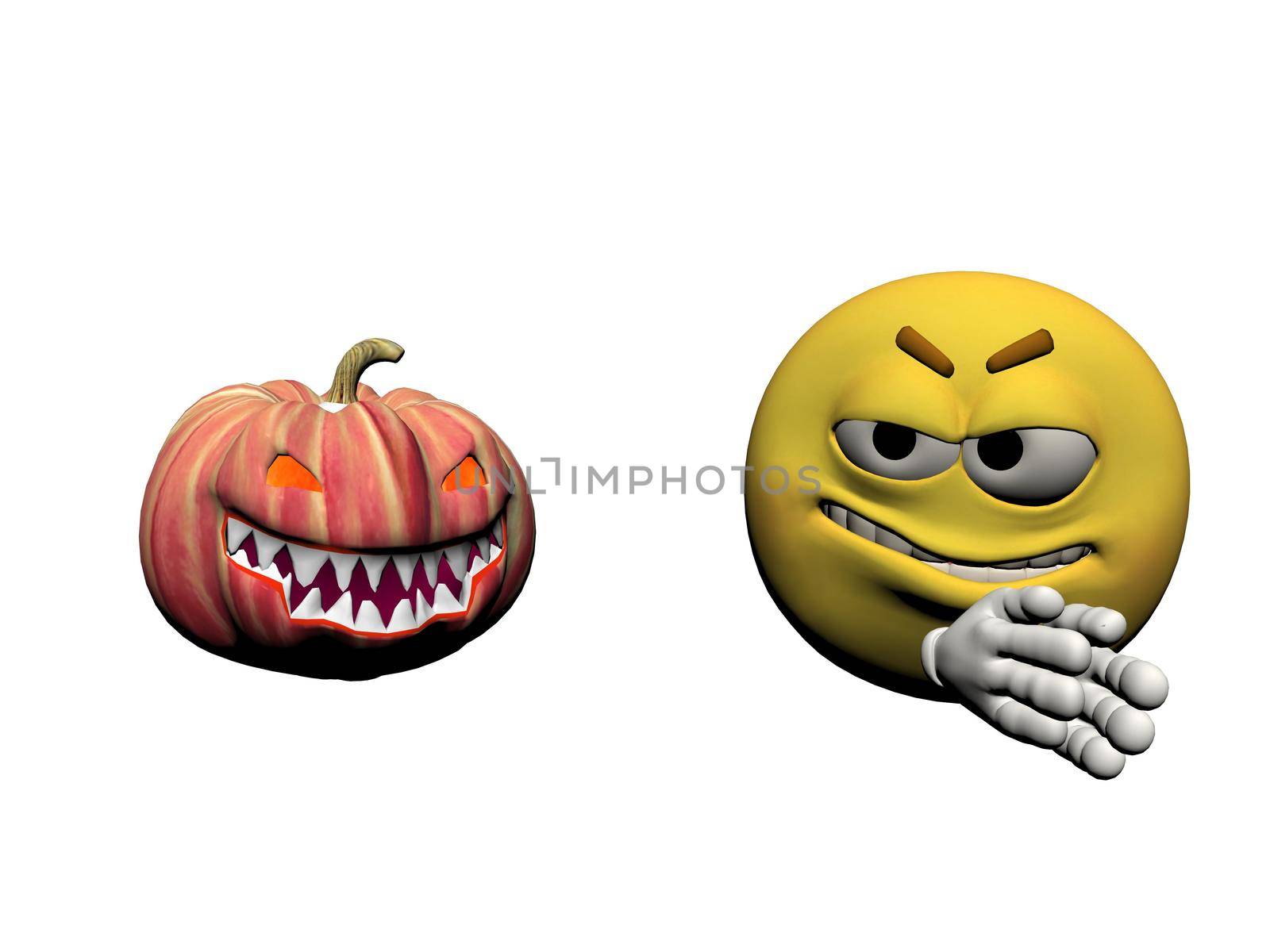 Happy Halloween Smiling Emoticon on it isolated in white background - 3d rendering