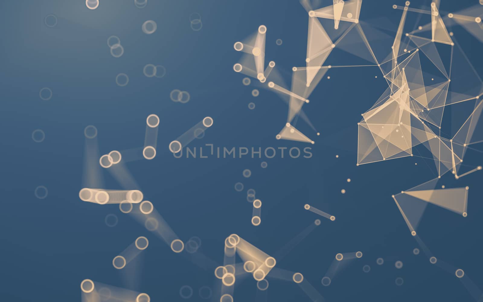 Abstract polygonal space low poly dark background, 3d rendering by teerawit