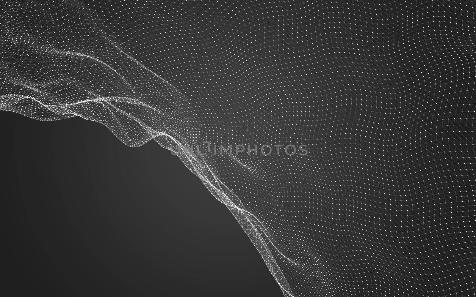 Abstract polygonal space low poly dark background, 3d rendering by teerawit