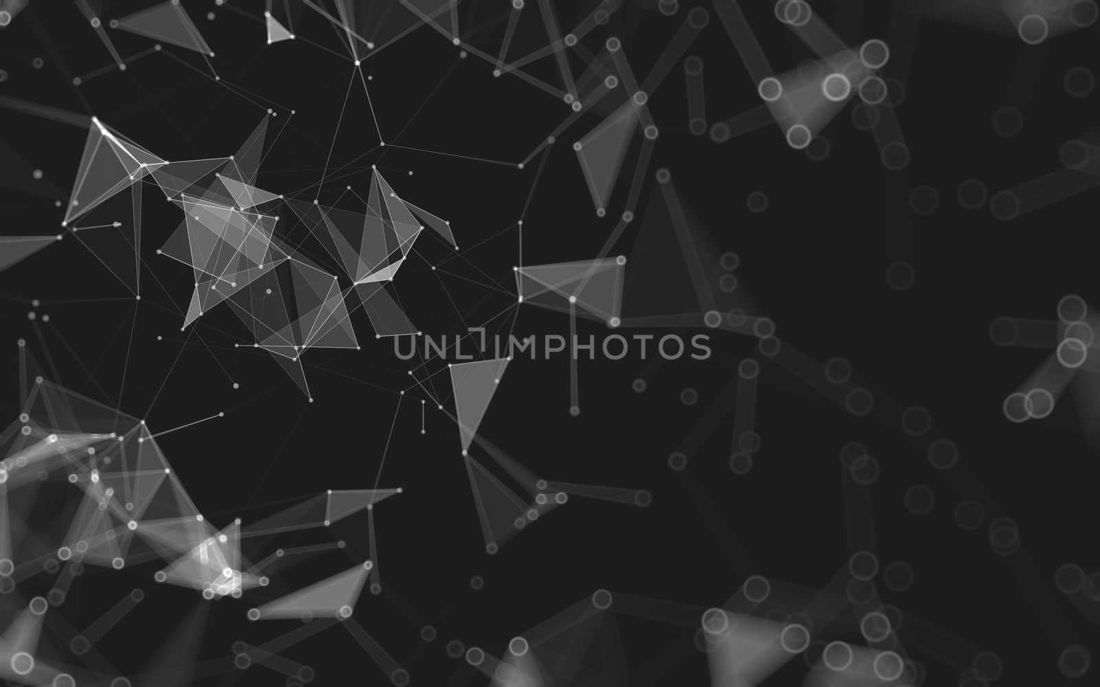 Abstract polygonal space low poly dark background, 3d rendering by teerawit