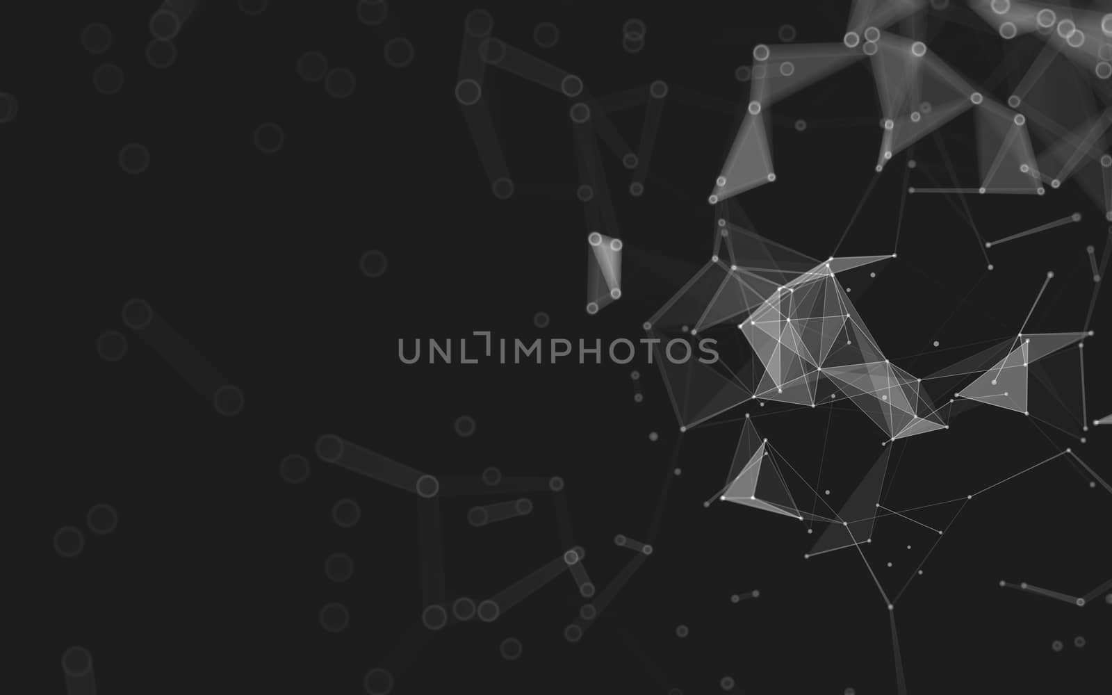 Abstract polygonal space low poly dark background with connecting dots and lines. Connection structure. 3d rendering