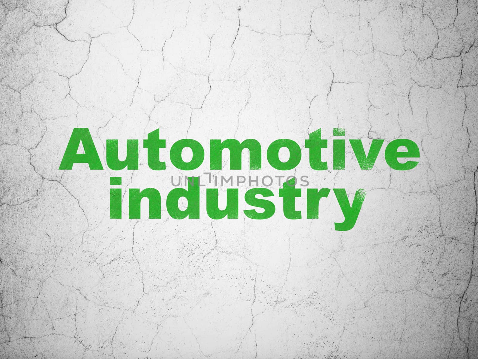 Manufacuring concept: Green Automotive Industry on textured concrete wall background