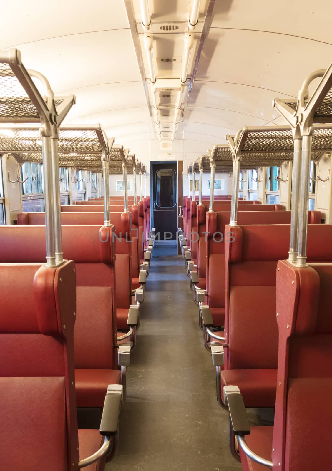 Emtpy interior of an old dutch train - Not in use anymore