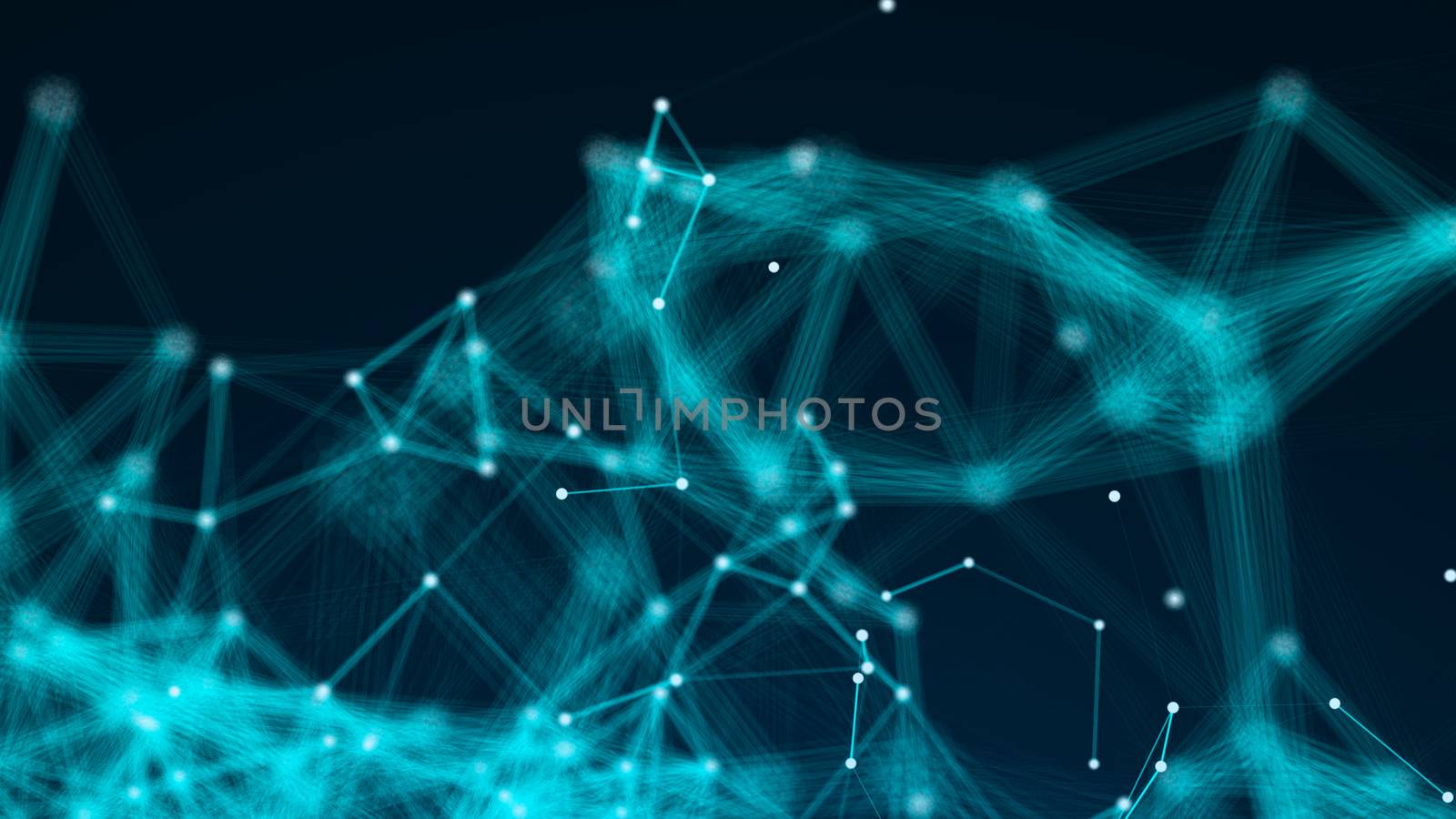 Abstract connection dots. Technology background. Digital drawing blue theme. Network concept 3d rendered