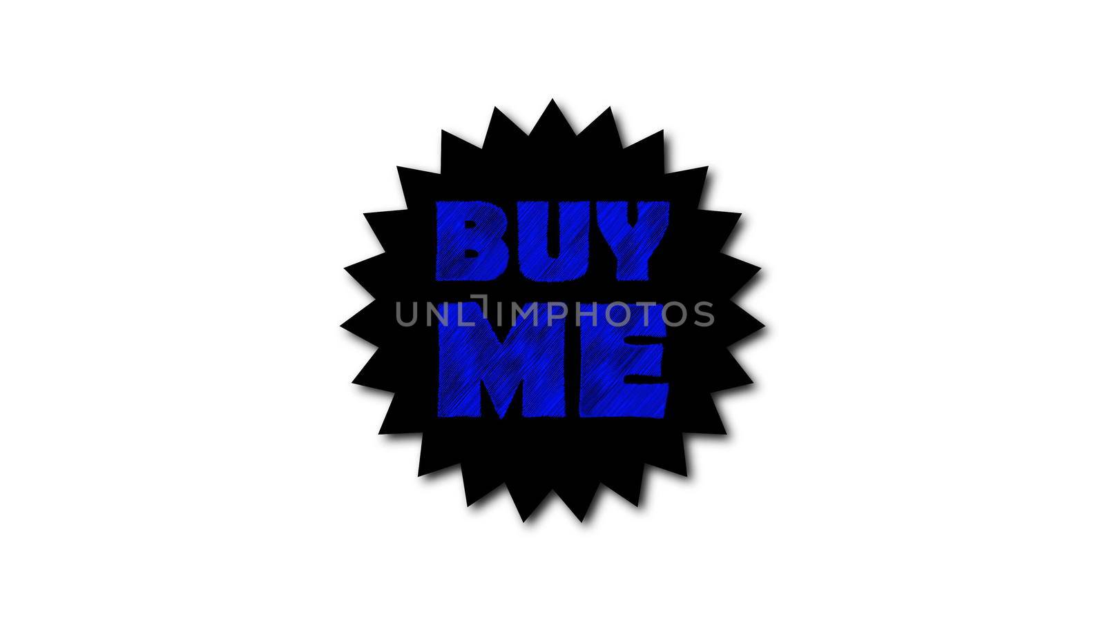 Text 'Buy me' on white background. Scribble effect. 3d rendering