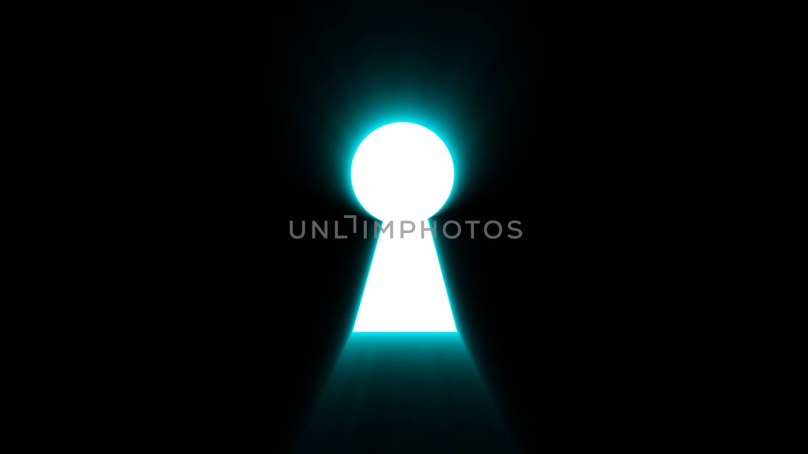 Abstract background with keyhole and shine effect on black background. Digital illustration. 3d rendering