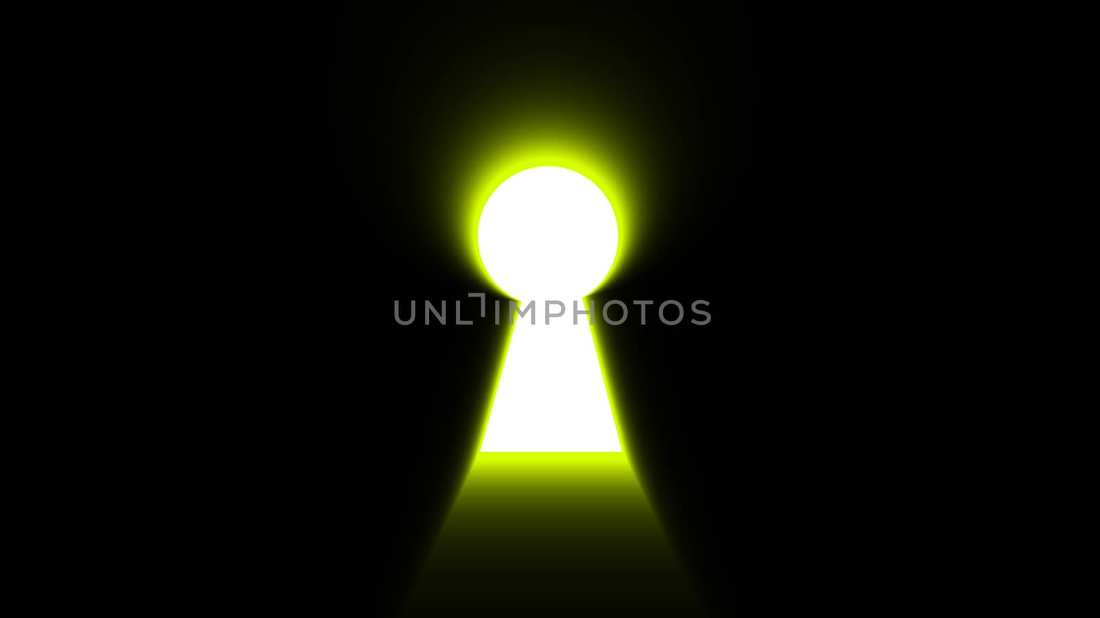 Abstract background with keyhole and shine effect on black background. Digital illustration. 3d rendering