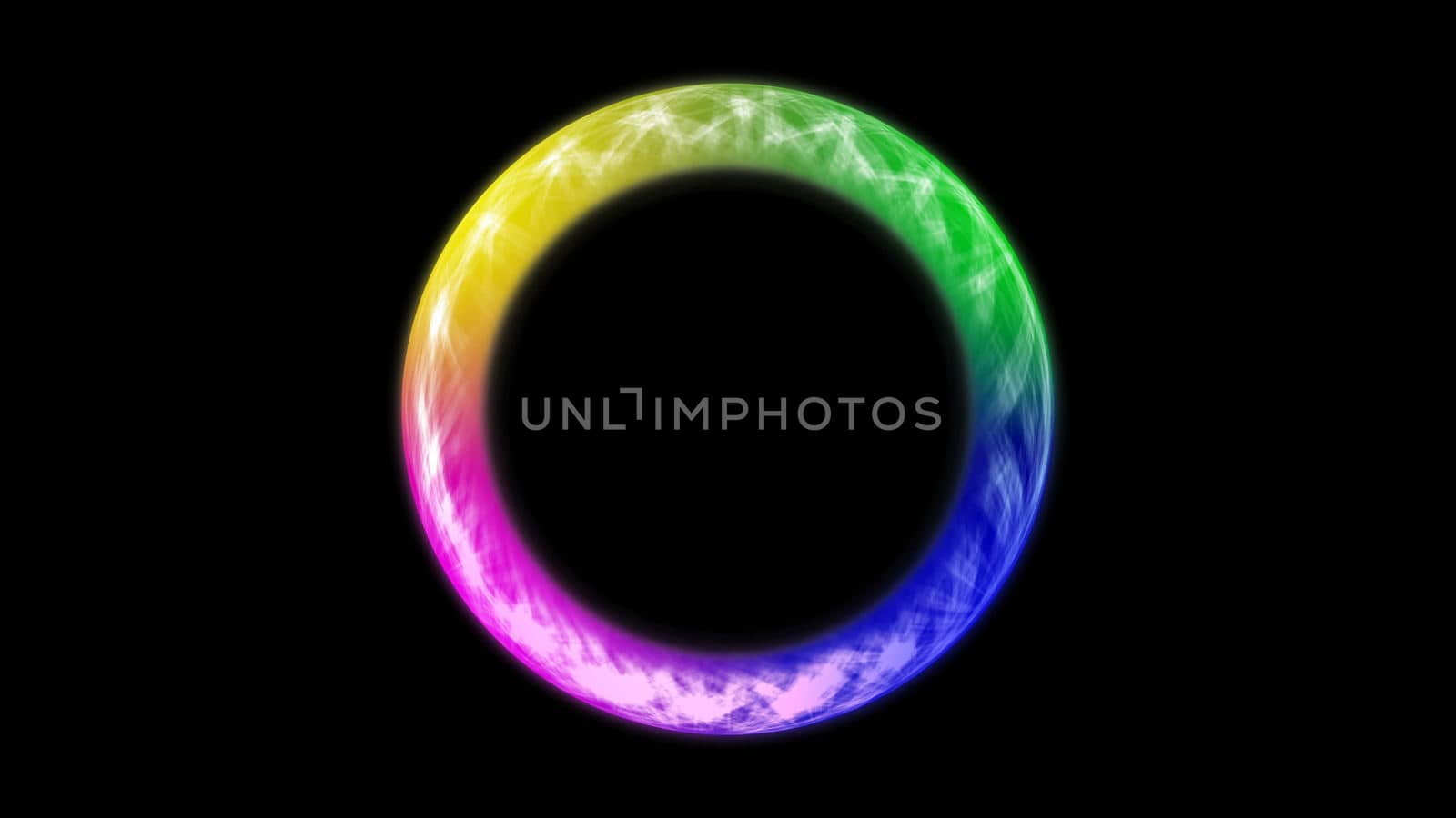 Abstract neon ring. Digital background. 3d rendering