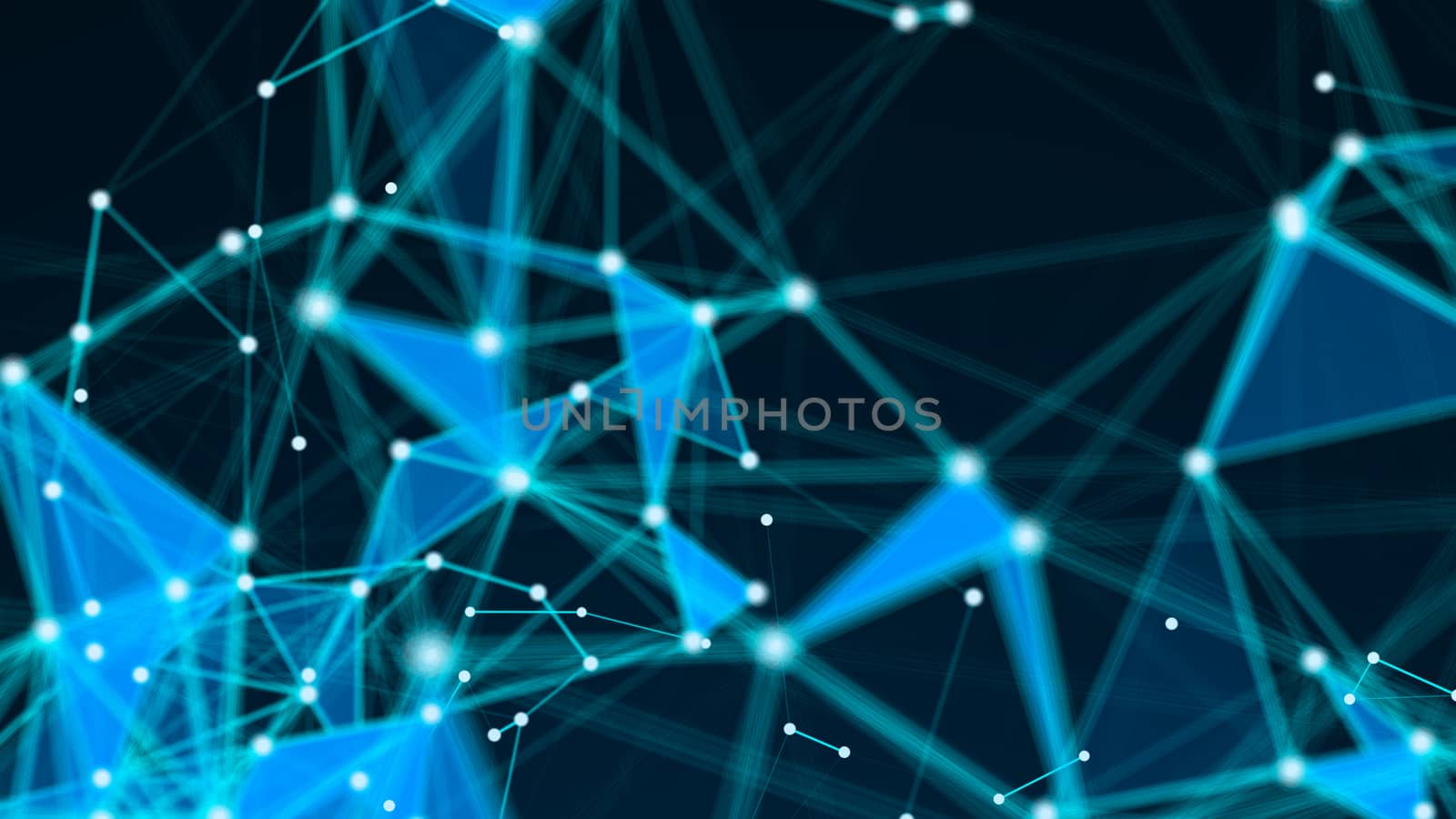 Abstract Polygonal Space Background with Connecting Dots and Lines. 3d rendering