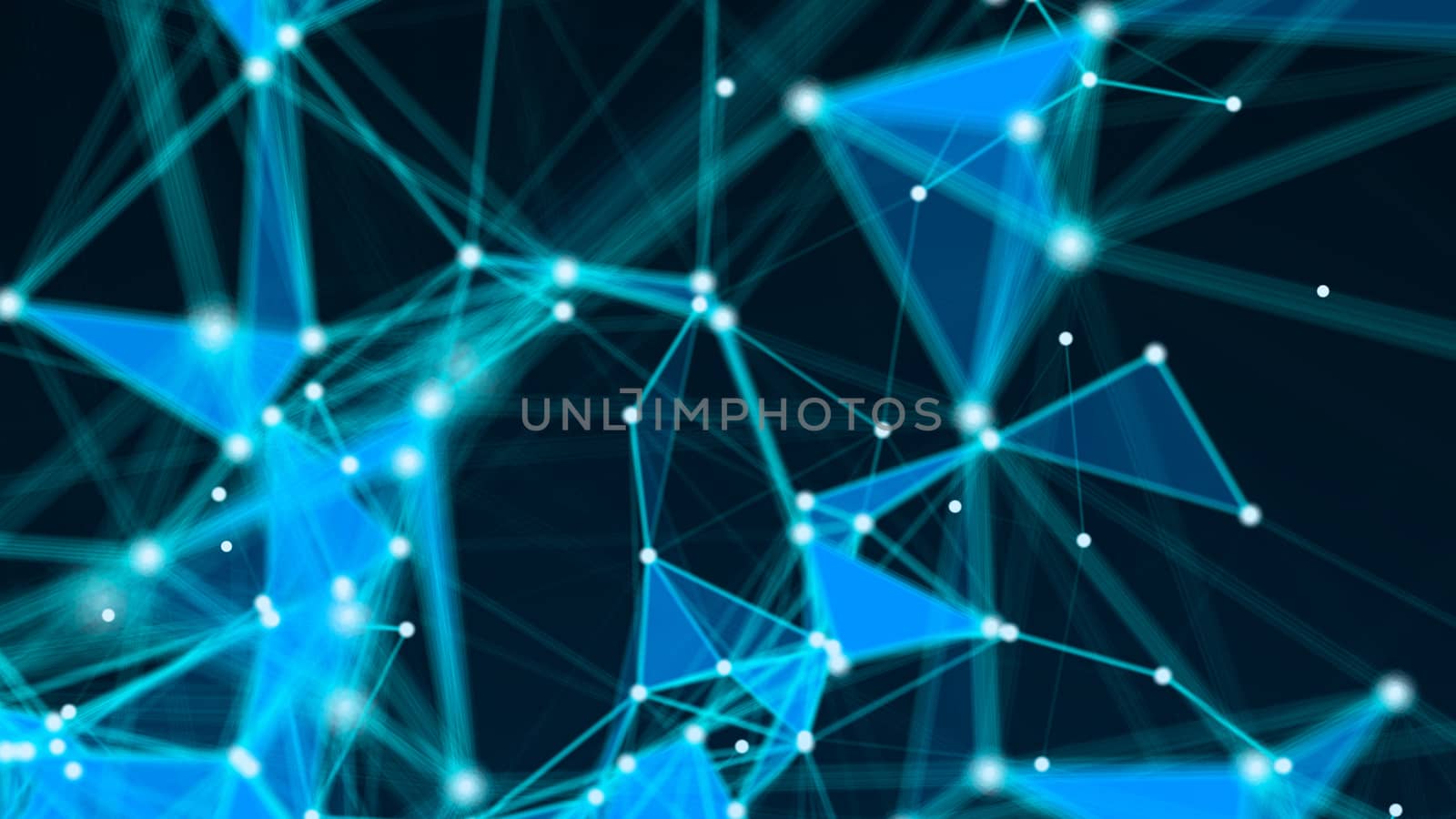 Abstract Polygonal Space Background with Connecting Dots and Lines. 3d rendering