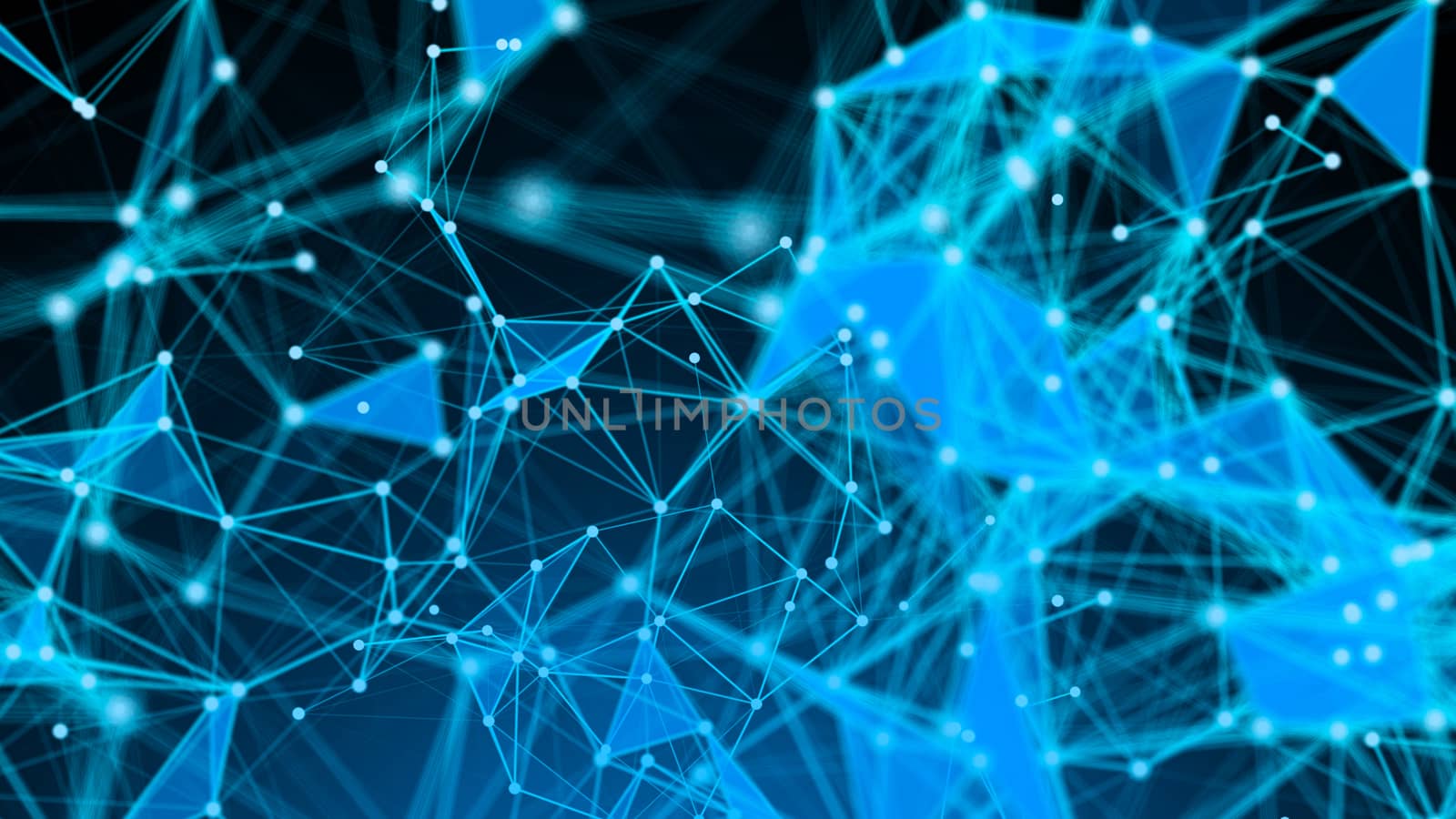 Abstract Polygonal Space Background with Connecting Dots and Lines. 3d rendering