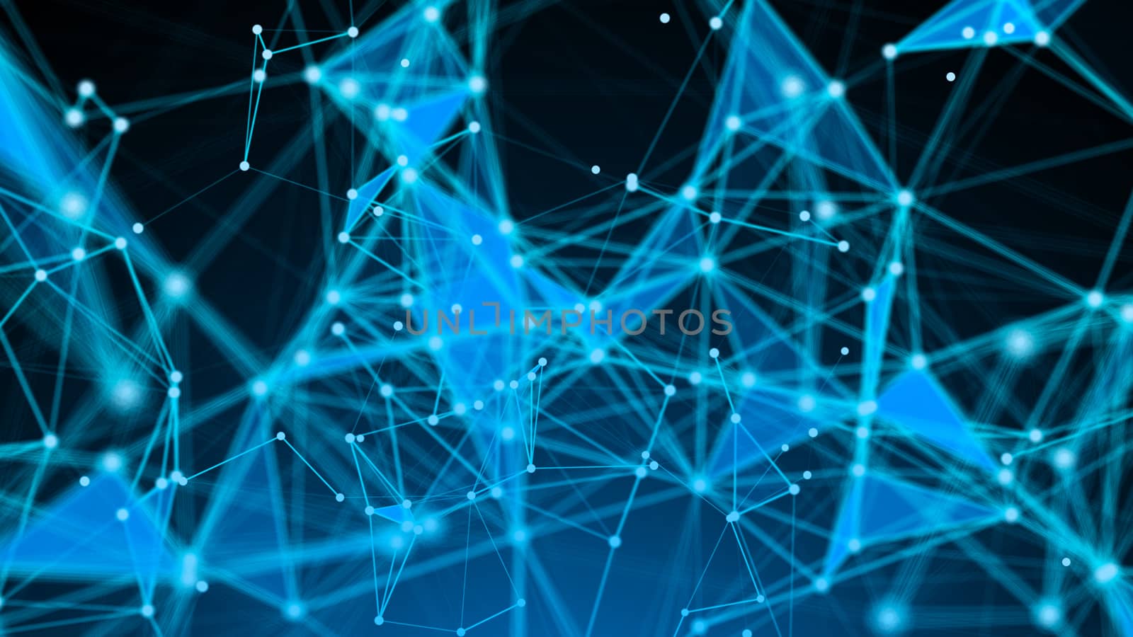 Abstract Polygonal Space Background with Connecting Dots and Lines. 3d rendering