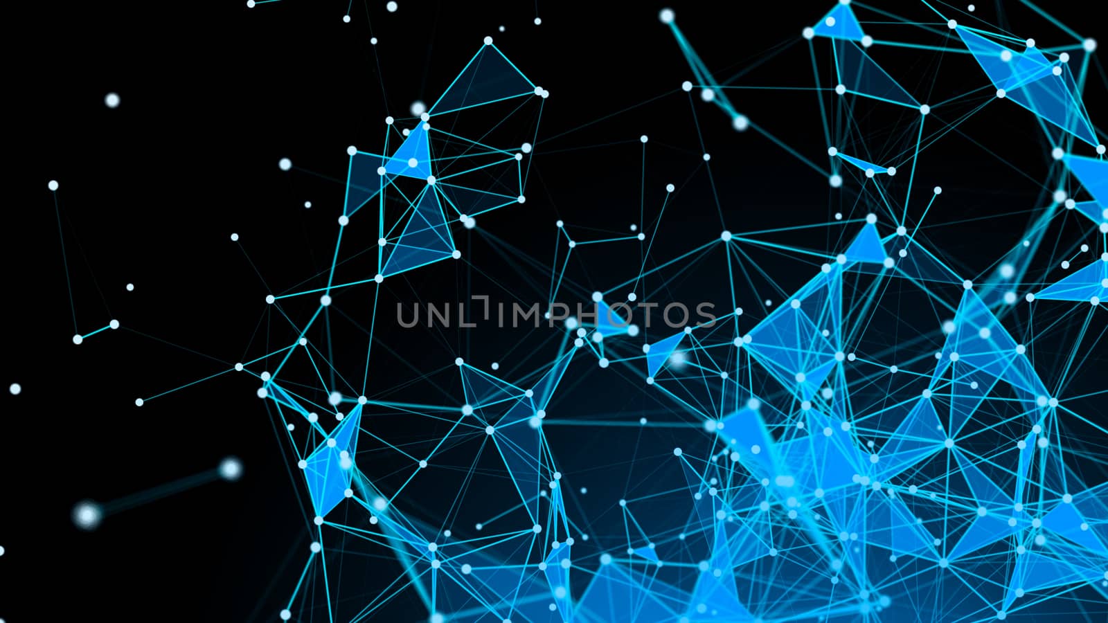 Abstract Polygonal Space Background with Connecting Dots and Lines. 3d rendering