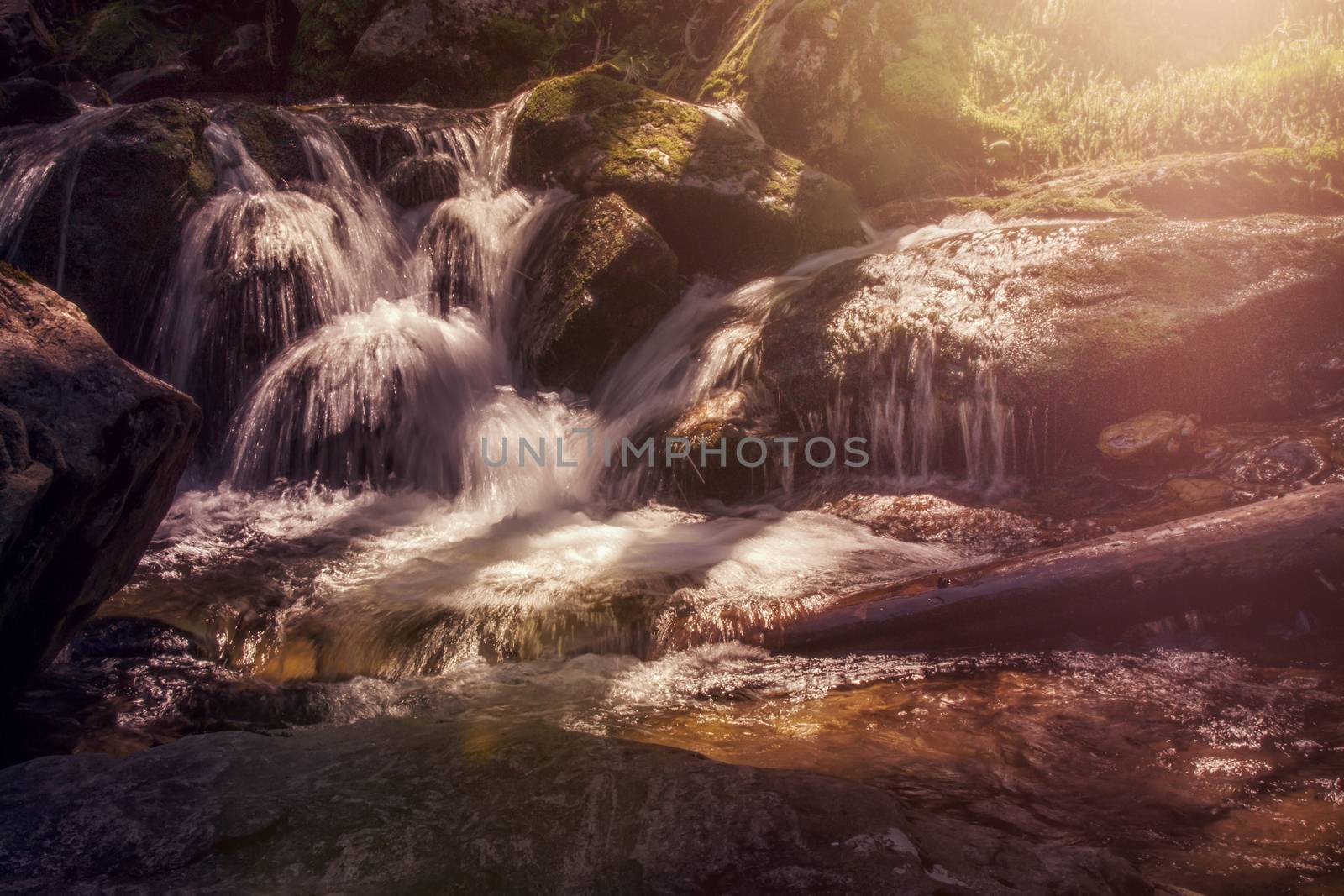 Logn exposure at a little waterfall with sun