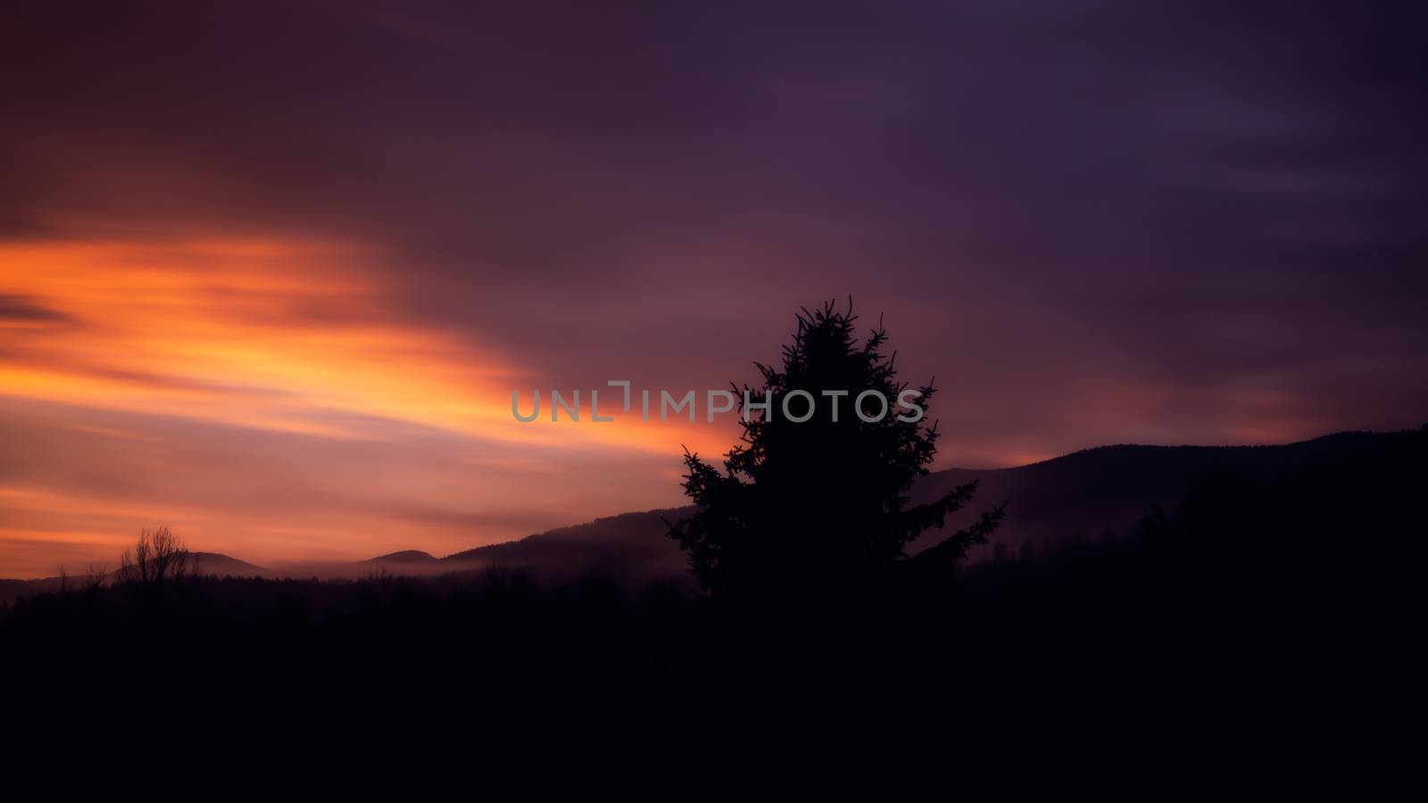 Sunset with view to the great Arber in Bavaria by sandra_fotodesign