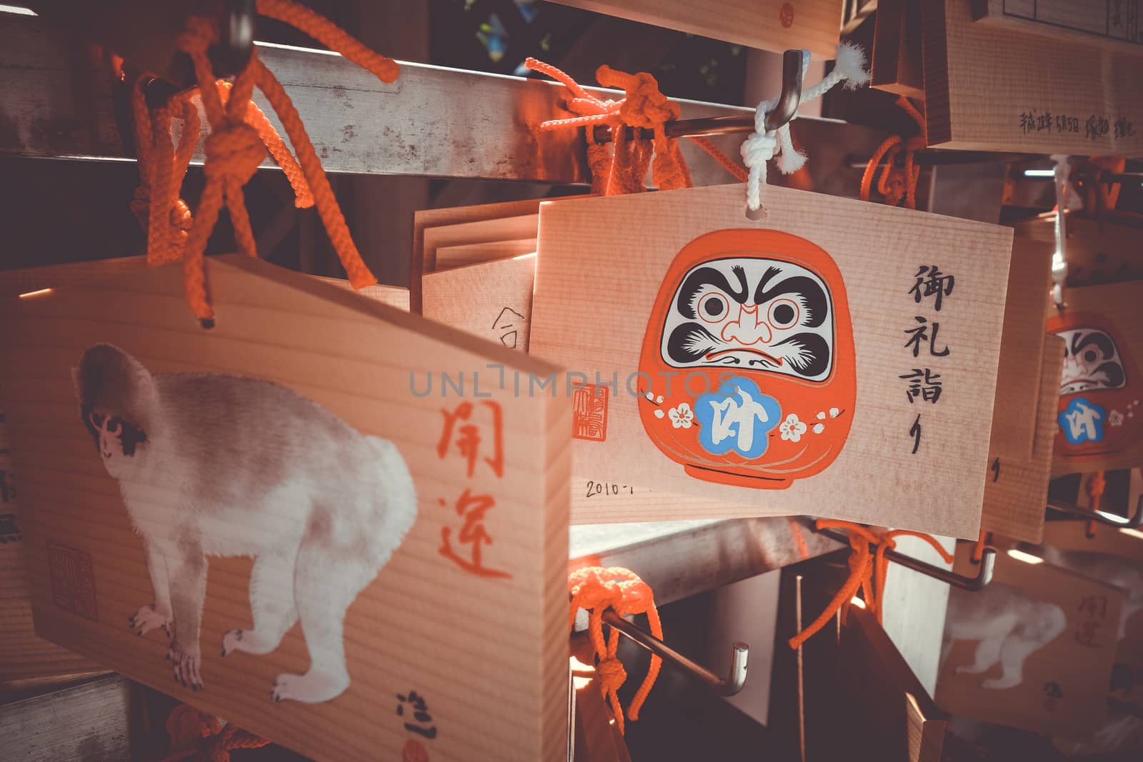 Traditional Emas in Ueno temple, Tokyo, Japan