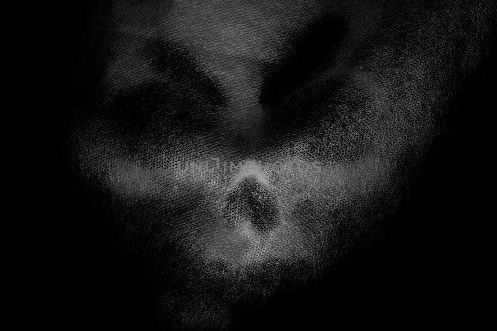 Ghost mask with background of horror in the dark.
