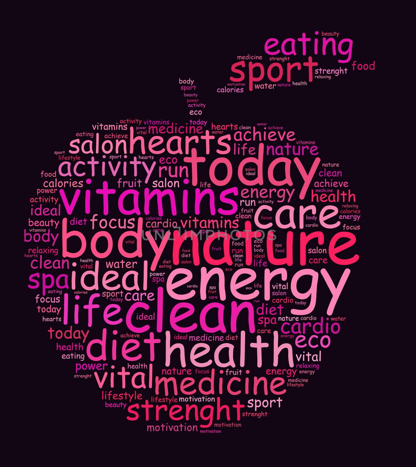 Nature word cloud concept over dark background