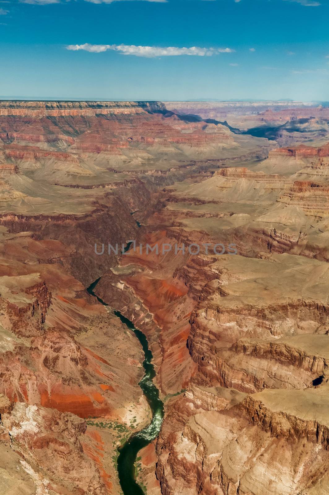 Aerial view of Grand Canyon, shot from an airplane