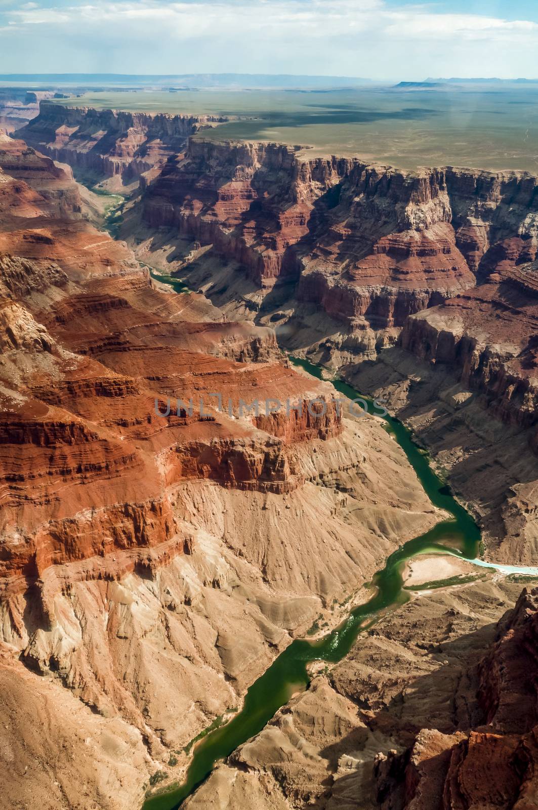 Aerial view of Grand Canyon, shot from an airplane