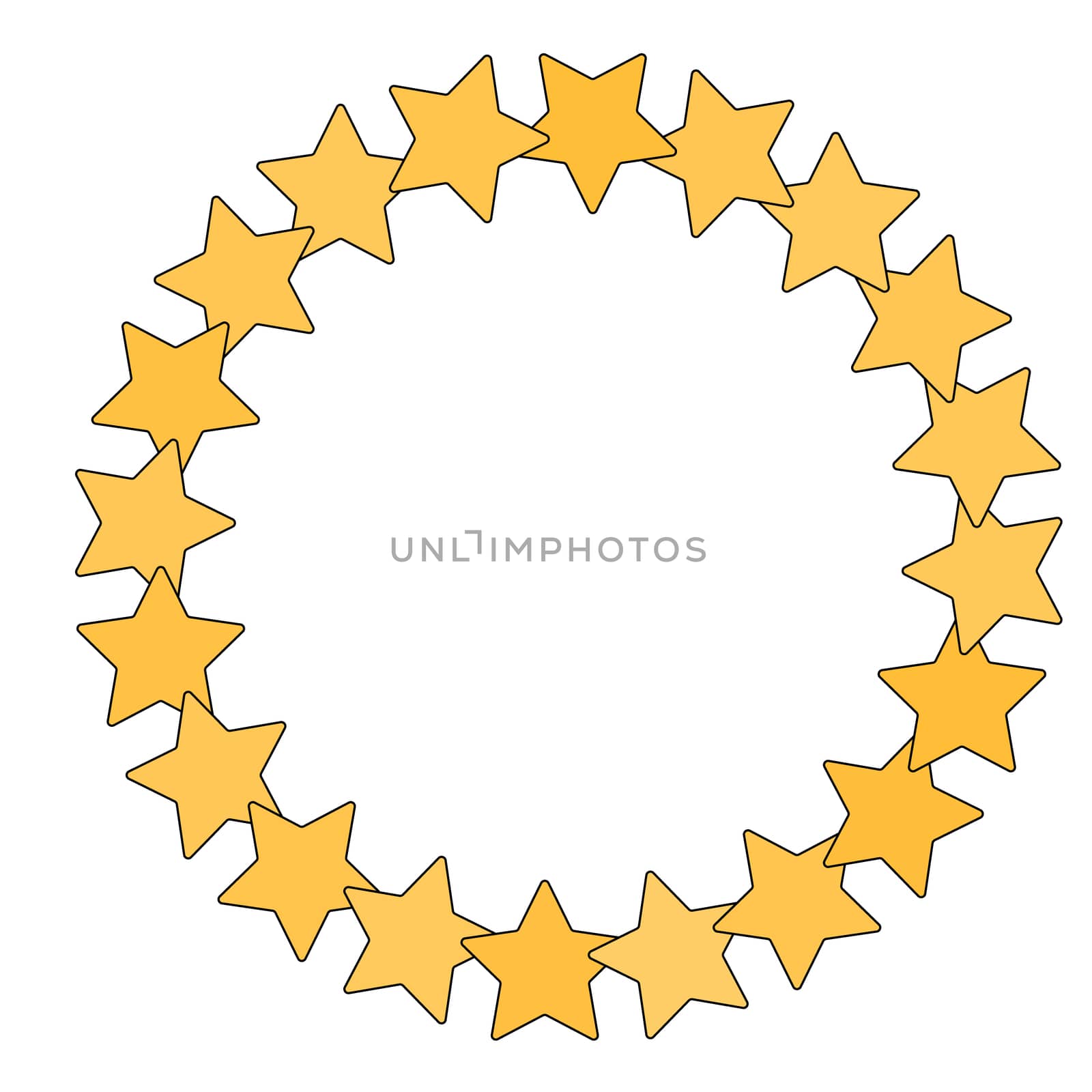 Star in circle shape. Starry border frame icon isolated on a white background