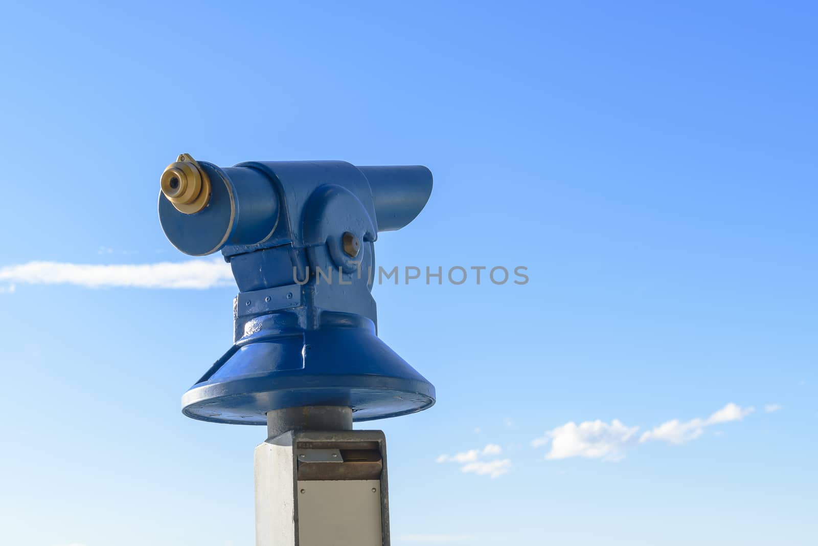 Blue public coin operated tourist telescope - monocular