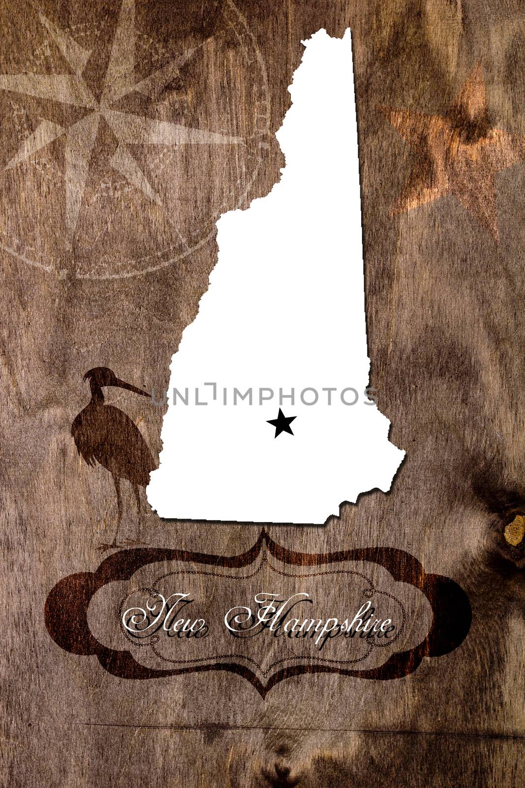 Poster New Hampshire state map outline by VIPDesignUSA