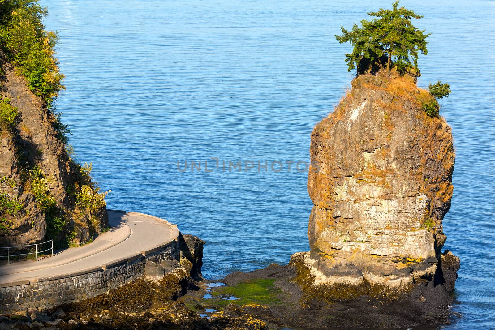 Siwash Rock by Seawall at Stanley Park in Vancouver British Columbia Canada