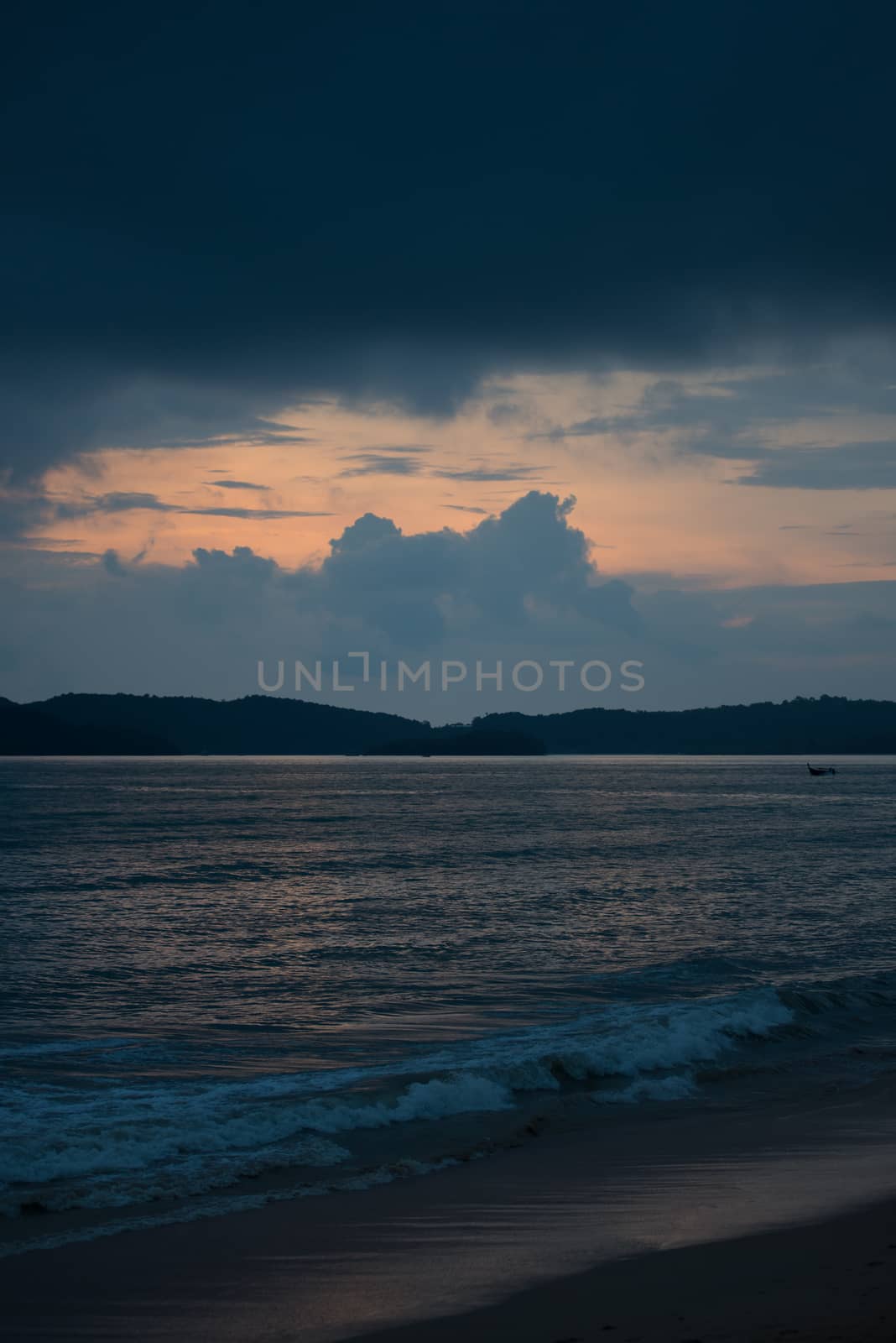 vertical photograph - sunset over the sea in Thailand by kosmsos111