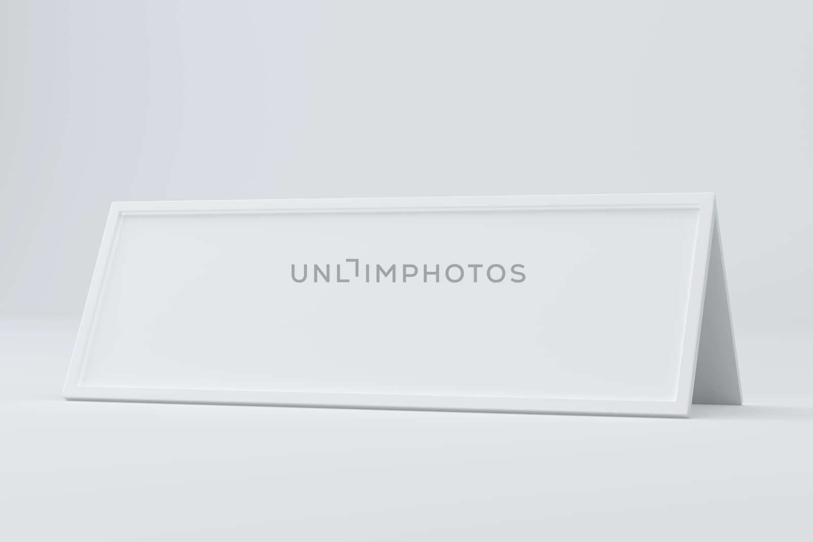 Blank white sign plate abstract with shadow. 3D rendering.