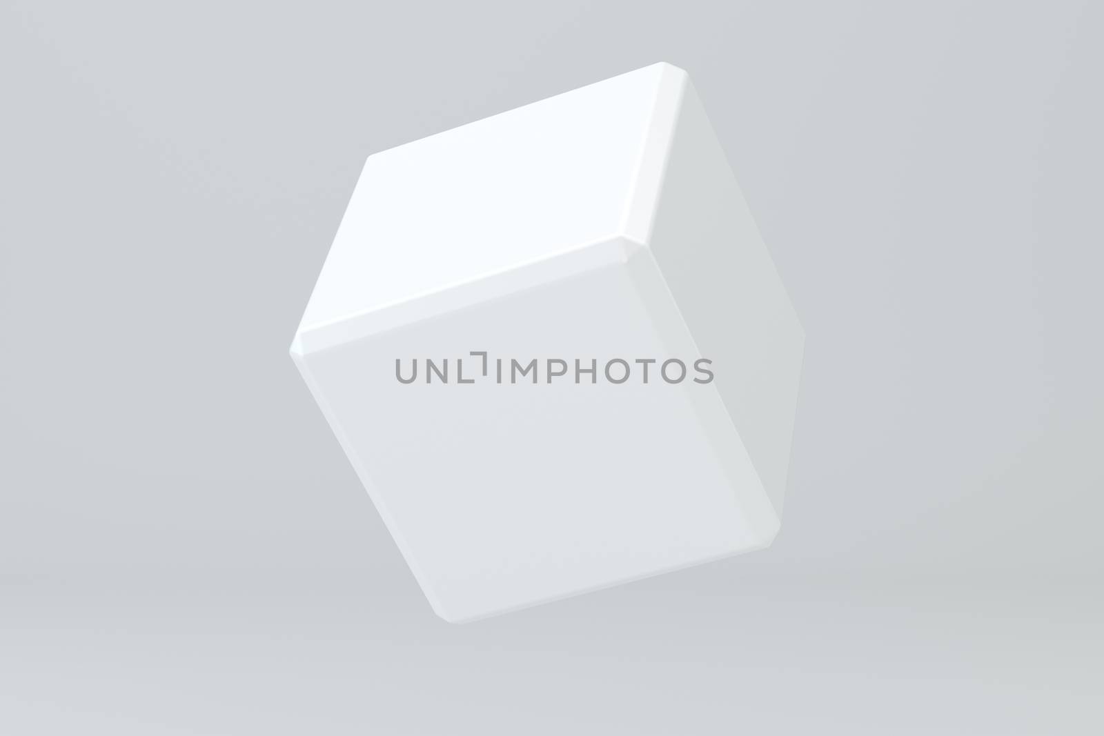 White cube in light studio. 3d rendering background