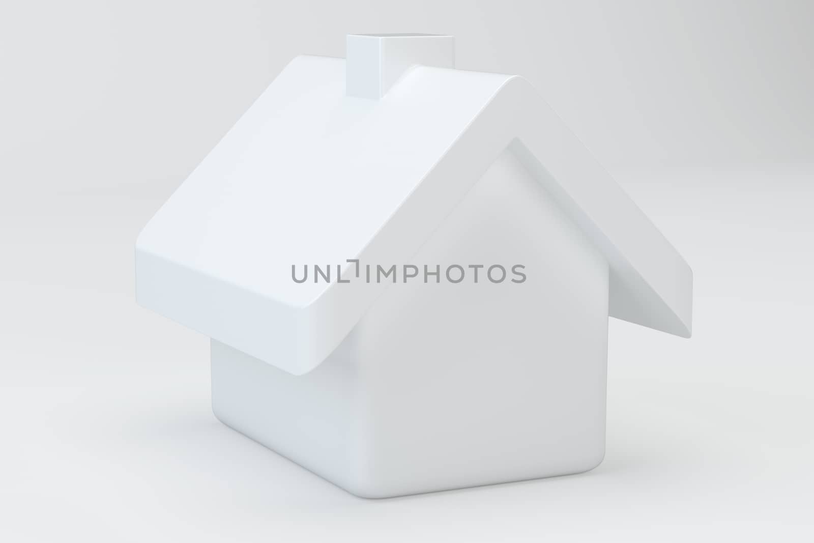 White house on gray background. Icon 3d rendering for web.