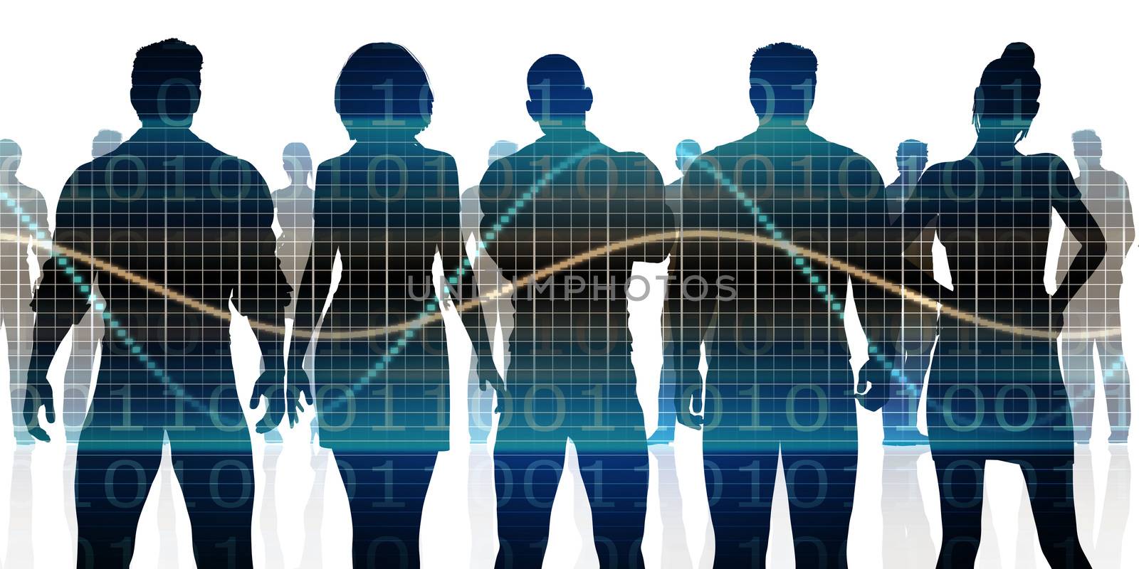Confident Business Team Looking at You Silhouette