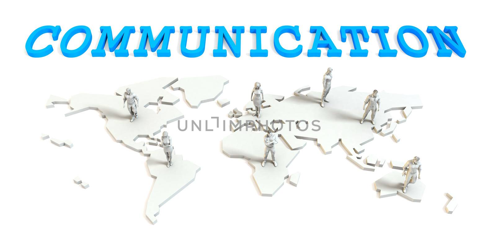 Communication Global Business Abstract with People Standing on Map